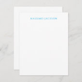 Name Calligraphy Script Plain Simple White Blue Begleitkarte (Vorne/Hinten)