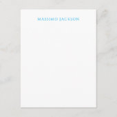Name Calligraphy Script Plain Simple White Blue Begleitkarte (Vorderseite)