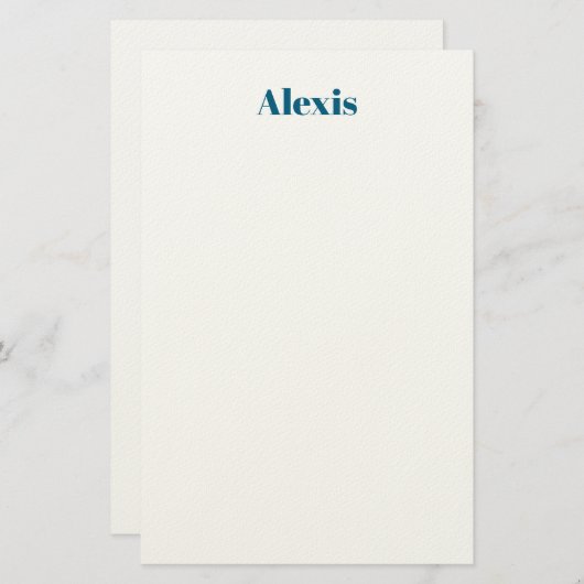 Name Calligraphy Script Plain Simple White Blue Briefpapier (Vorne/Hinten)