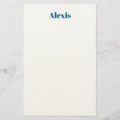 Name Calligraphy Script Plain Simple White Blue Briefpapier (Vorderseite)