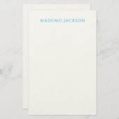 Name Calligraphy Script Plain Simple White Blue Briefpapier (Vorne/Hinten)