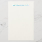 Name Calligraphy Script Plain Simple White Blue Briefpapier (Vorderseite)