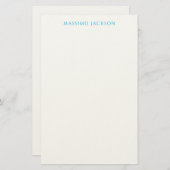 Name Calligraphy Script Plain Simple White Blue Briefpapier (Vorne/Hinten)