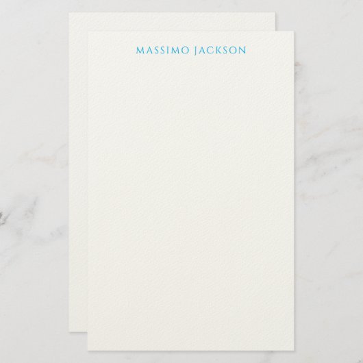 Name Calligraphy Script Plain Simple White Blue Briefpapier (Vorne/Hinten)