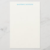 Name Calligraphy Script Plain Simple White Blue Briefpapier (Vorderseite)