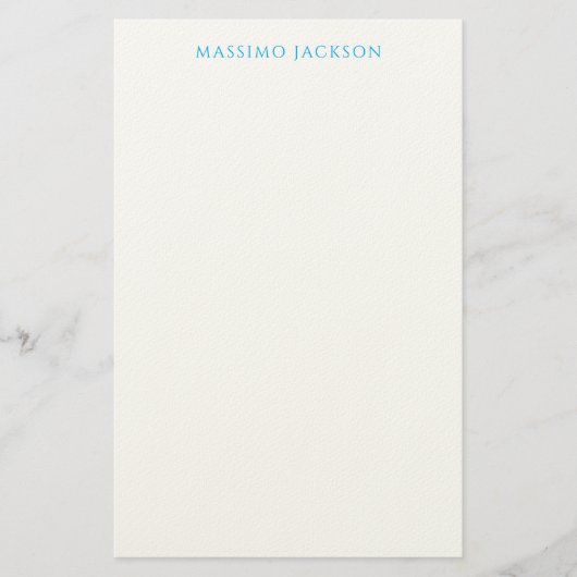 Name Calligraphy Script Plain Simple White Blue Briefpapier (Vorderseite)