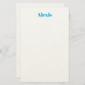 Name Calligraphy Script Plain Simple White Blue Briefpapier (Vorne/Hinten)