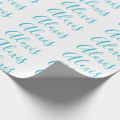 Name Calligraphy Script Plain Simple White Blue Geschenkpapier (Ecke)