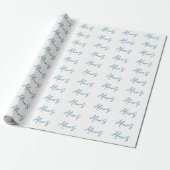 Name Calligraphy Script Plain Simple White Blue Geschenkpapier (Ungerollt)