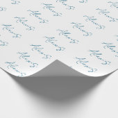Name Calligraphy Script Plain Simple White Blue Geschenkpapier (Ecke)