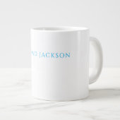 Name Calligraphy Script Plain Simple White Blue Jumbo-Tasse (Vorderseite Rechts)