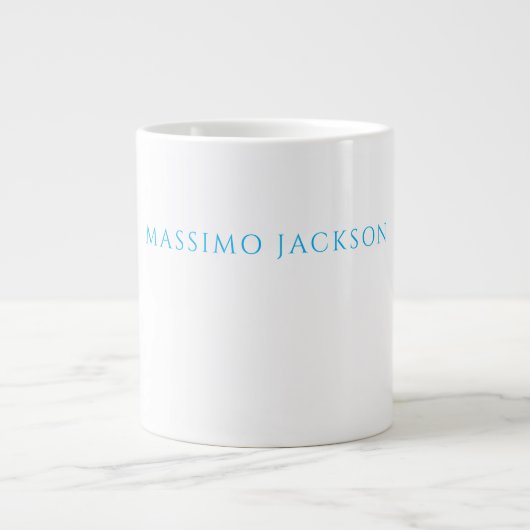 Name Calligraphy Script Plain Simple White Blue Jumbo-Tasse (Vorderseite)
