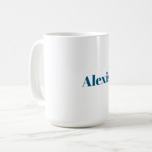 Name Calligraphy Script Plain Simple White Blue Kaffeetasse (Vorderseite Links)