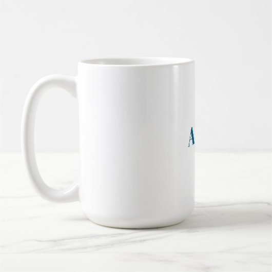 Name Calligraphy Script Plain Simple White Blue Kaffeetasse (Links)