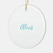 Name Calligraphy Script Plain Simple White Blue Keramik Ornament (Links)