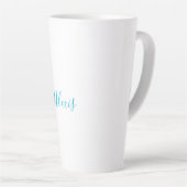Name Calligraphy Script Plain Simple White Blue Milchtasse (Rechte Ecke)