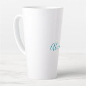 Name Calligraphy Script Plain Simple White Blue Milchtasse (Linke Ecke)