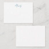 Name Calligraphy Script Plain Simple White Blue Mitteilungskarte (Vorne/Hinten)