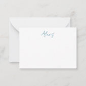Name Calligraphy Script Plain Simple White Blue Mitteilungskarte (Vorderseite)