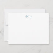 Name Calligraphy Script Plain Simple White Blue Mitteilungskarte (Vorderseite)