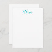 Name Calligraphy Script Plain Simple White Blue Mitteilungskarte (Vorne/Hinten)