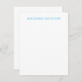 Name Calligraphy Script Plain Simple White Blue Mitteilungskarte (Vorne/Hinten)