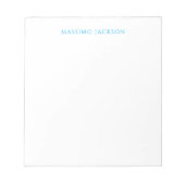 Name Calligraphy Script Plain Simple White Blue Notizblock (Vorderseite)