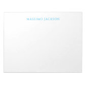 Name Calligraphy Script Plain Simple White Blue Notizblock (Vorderseite)