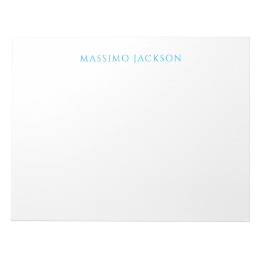 Name Calligraphy Script Plain Simple White Blue Notizblock (Vorderseite)