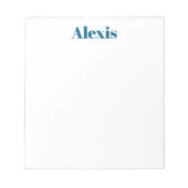 Name Calligraphy Script Plain Simple White Blue Notizblock (Vorderseite)