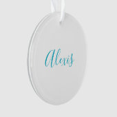Name Calligraphy Script Plain Simple White Blue Ornament (Vorderseite)