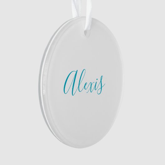 Name Calligraphy Script Plain Simple White Blue Ornament (Vorderseite)