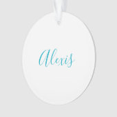 Name Calligraphy Script Plain Simple White Blue Ornament (Vorderseite)