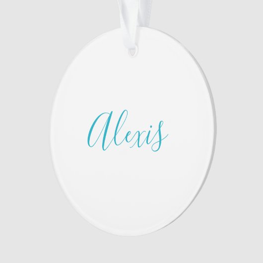 Name Calligraphy Script Plain Simple White Blue Ornament (Vorderseite)