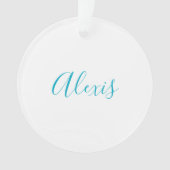 Name Calligraphy Script Plain Simple White Blue Ornament (Vorderseite)