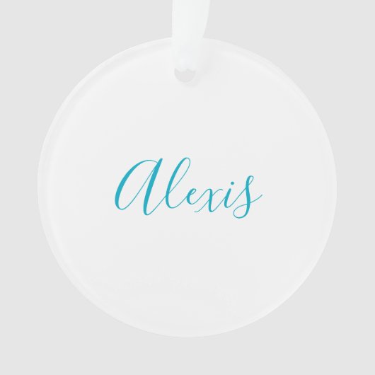 Name Calligraphy Script Plain Simple White Blue Ornament (Vorderseite)