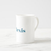 Name Calligraphy Script Plain Simple White Blue Porzellantasse (Vorderseite Rechts)