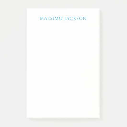 Name Calligraphy Script Plain Simple White Blue Post-it Klebezettel (Vorderseite)