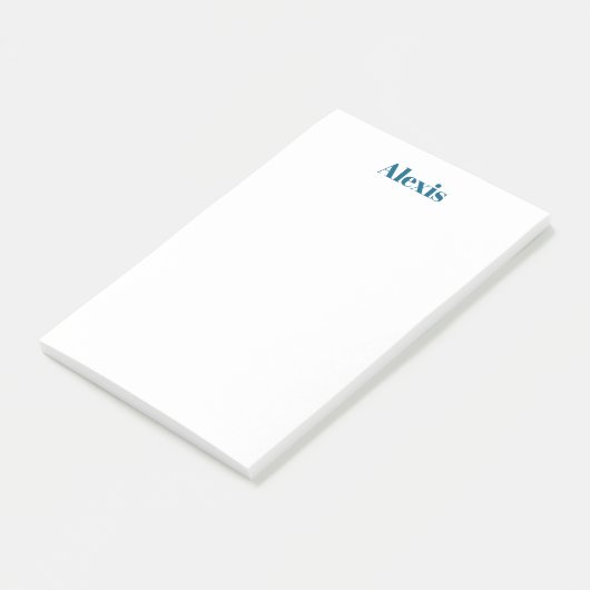 Name Calligraphy Script Plain Simple White Blue Post-it Klebezettel (angewinkelt)