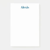 Name Calligraphy Script Plain Simple White Blue Post-it Klebezettel (Vorderseite)