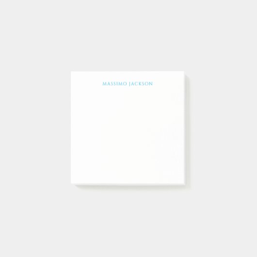 Name Calligraphy Script Plain Simple White Blue Post-it Klebezettel (Vorderseite)