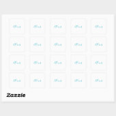 Name Calligraphy Script Plain Simple White Blue Quadratischer Aufkleber (Blatt)