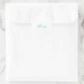 Name Calligraphy Script Plain Simple White Blue Runder Aufkleber (Tasche)