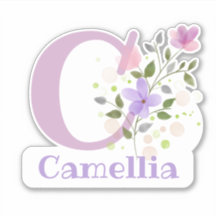 Name Camellia plus Initial mit Blumendesign