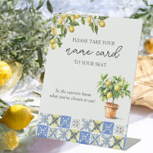 Name Card Sitzplatine Lemon Thema Hochzeit Zeichen