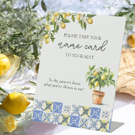 Name Card Sitzplatine Lemon Thema Hochzeit Zeichen Sockelschild