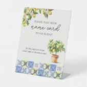 Name Card Sitzplatine Lemon Thema Hochzeit Zeichen Sockelschild (Vorderseite)
