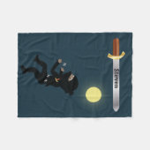 Name-Cartoon Ninja Junge Fleecedecke (Vorderseite (Horizontal))