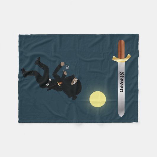 Name-Cartoon Ninja Junge Fleecedecke (Vorderseite (Horizontal))