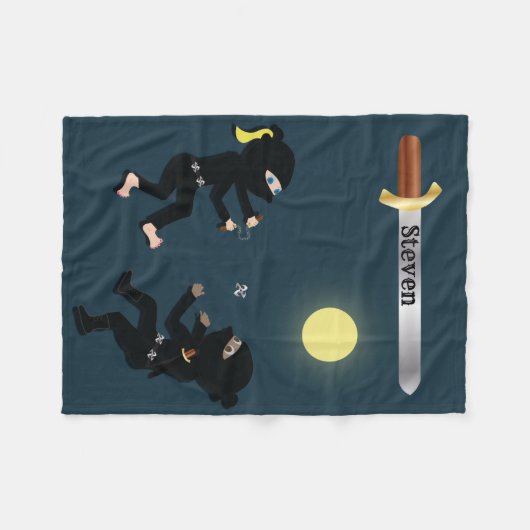 Name-Cartoon Ninjas Fleecedecke (Vorderseite (Horizontal))